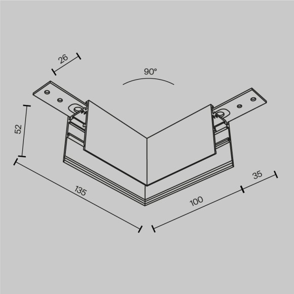 Угловой соединитель для накладного шинопровода Maytoni Exility TRA034HCL-41W
