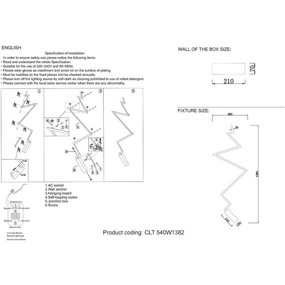 Бра Crystal Lux CLT 540W1382 BL