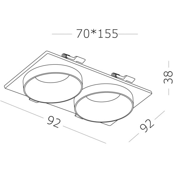 ST206.528.02 ST Luce Светильник встраиваемый, GU10,2х50W, IP20, L175xW92xH38,220V, белый