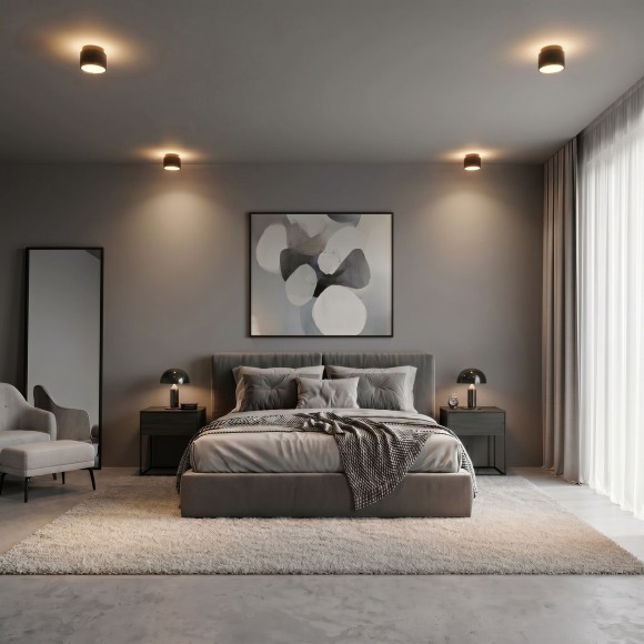 Crystal Lux CLT 085C BL 1400/592 Потолочный накладной LED светильник теплого света, черный матовый металл, белый матовый рассеиватель, технический минималистичный, свет вверх и вниз, 6+16Вт, 3000К 1360Лм CRI95 120° IP20 220V