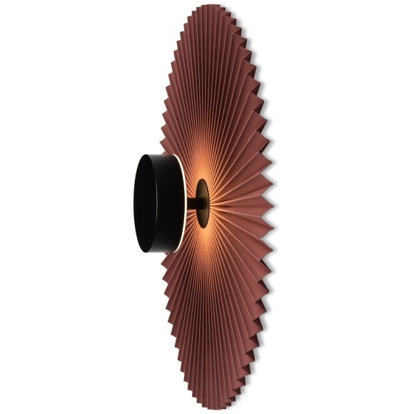 Freya Rotonda FR5634WL-L6R1 Минималистичное настенное LED-бра в стиле восточный лофт, 6 Вт, 3000К, CRI 80, 50 Лм, 360°, черный металл и красно-коричневый тканевый абажур диаметром 40 см