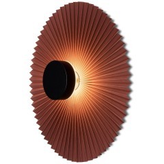 Freya Rotonda FR5634WL-L6R1 Минималистичное настенное LED-бра в стиле восточный лофт, 6 Вт, 3000К, CRI 80, 50 Лм, 360°, черный металл и красно-коричневый тканевый абажур диаметром 40 см