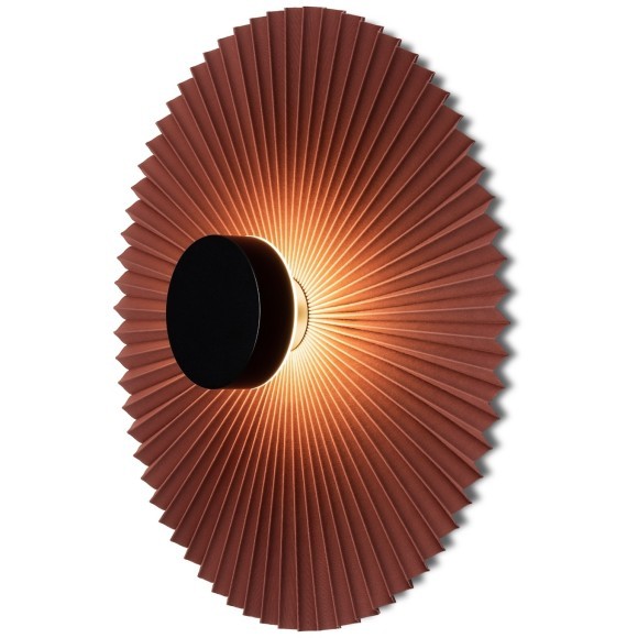 Freya Rotonda FR5634WL-L6R1 Минималистичное настенное LED-бра в стиле восточный лофт, 6 Вт, 3000К, CRI 80, 50 Лм, 360°, черный металл и красно-коричневый тканевый абажур диаметром 40 см