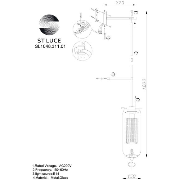SL1048.311.01 Бра ST-Luce Латунь/Прозрачный E14 1*40W GERRIT