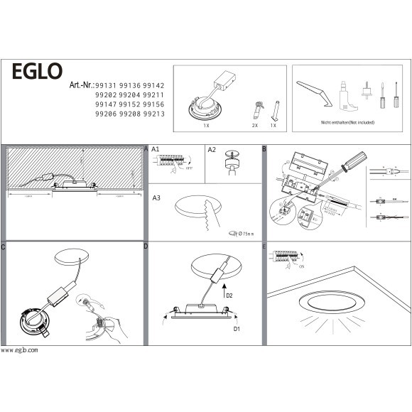 99152 EGLO FUEVA 5 (ФУЭВА 5) встраиваемый LED-светильник 2,7 Вт, 4000 К, никель, IP20