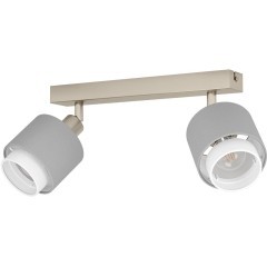 901046 Спот BELLIZZI, 2x7,5W (E27), L310, B90, H185, сталь, матовый никель / текстиль, серый, белый