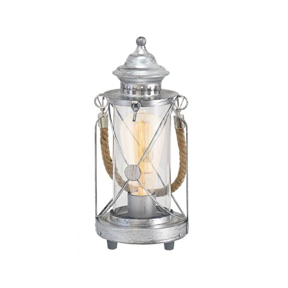 49284 Настольная лампа BRADFORD, 1x60W (E27), ?140, H330, сталь, серебро состаренный/стекло