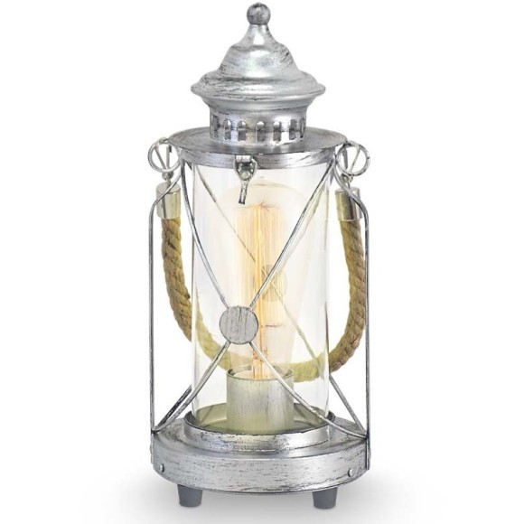 49284 Настольная лампа BRADFORD, 1x60W (E27), ?140, H330, сталь, серебро состаренный/стекло