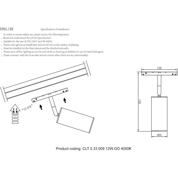 CLT 0.33 009 12W GO 4000K Трековый магнитный светодиодный светильник Crystallux Space 48V CRI90+ 4000К 550Лм 24° 12W
