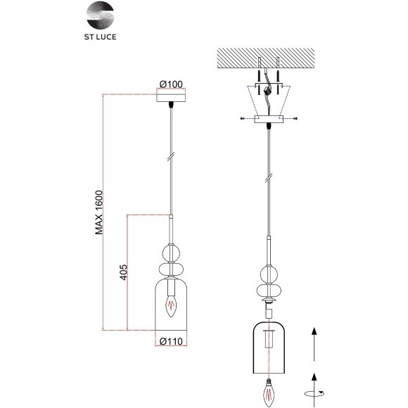 SL2000.213.01 Подвес ST-Luce Золотистый/Янтарный E14 1*40W GEA