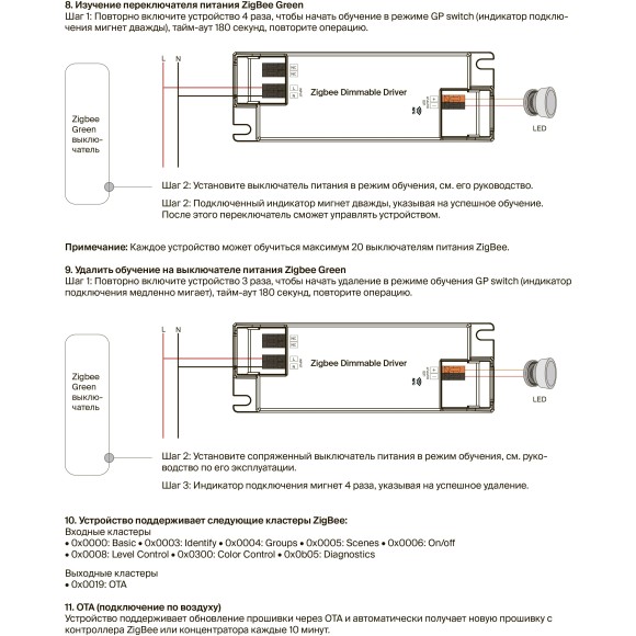 Maytoni PSL022-ZG-DIM-100-500A 771003 Блок питания 10Вт (драйвер/трансформатор) упр. SMART ZigBee 3.0, CCR DIM 0,01%-100%, вход. напряжение 220-240В, выход 3-42В, для коротких лент и светодиодных модулей