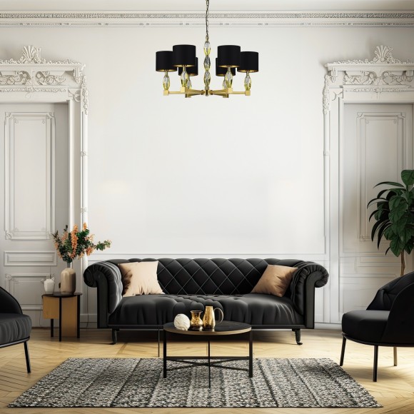 SL1759.303.06 Люстра подвесная ST-Luce Латунь/Черный E14 6*40W LINGOTTI