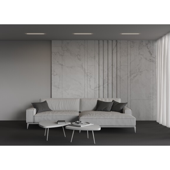 Maytoni Technical LL313001 Встраиваемый современный профильный линейный светодиодный светильник длиной 50 см, серебристый алюминий, белый рассеиватель, 500x50x35мм, LED 10Вт 3000K 750Лм CRI90 120° IP33 220V