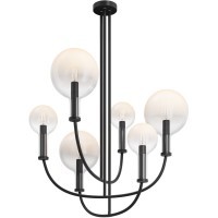 Люстра на штанге с черным основанием и прозрачными плафонами, 6 ламп E14 Maytoni Status MOD333PL-06B