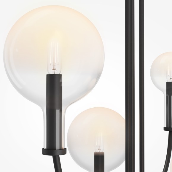 Люстра на штанге с черным основанием и прозрачными плафонами, 6 ламп E14 Maytoni Status MOD333PL-06B