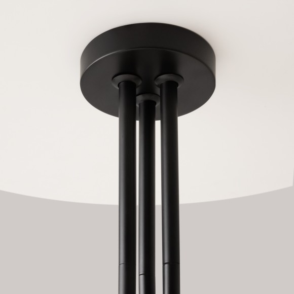 Люстра на штанге с черным основанием и прозрачными плафонами, 6 ламп E14 Maytoni Status MOD333PL-06B