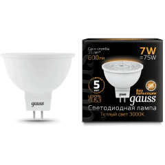 Лампа Gauss Black 7Вт 600Лм 3000К GU5.3 101505107 Лампа Gauss Black 7Вт 600Лм 3000К GU5.3 101505107