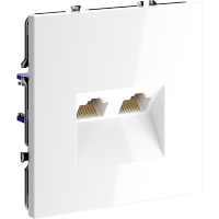 Розетка компьютерная встраиваемая VOLTUM S70 двойная RJ45+RJ45 кат.6, (белый глянцевый)