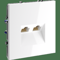 Розетка компьютерная встраиваемая VOLTUM S70 двойная RJ45+RJ45 кат.6, (белый глянцевый)