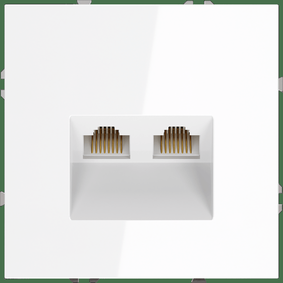 Розетка компьютерная встраиваемая VOLTUM S70 двойная RJ45+RJ45 кат.6, (белый глянцевый)