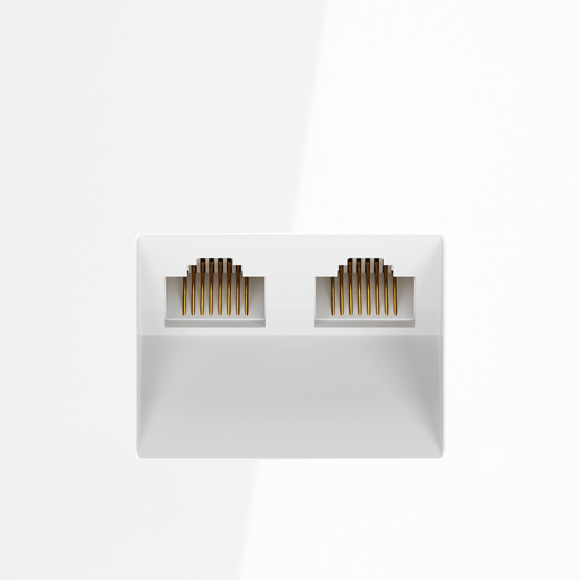 Розетка компьютерная встраиваемая VOLTUM S70 двойная RJ45+RJ45 кат.6, (белый глянцевый)