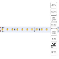 A4812010-01-3K Светодиодная лента 48В 7.2Вт/м 800Лм/м 3000К CRI 90+ 10мм SMD2835 120шт/м 5м IP20