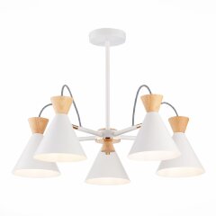 SLE125102-05 Светильник потолочный Белый, Золотистый/Белый, Светлое дерево E14 5*40W MODICA SLE125102-05 Светильник потолочный Белый, Золотистый/Белый, Светлое дерево E14 5*40W MODICA