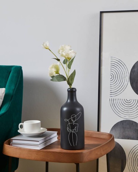 421119 Ваза декоративная KITAKATA, H300, ?130, керамика, черный, белый 421119 Ваза декоративная KITAKATA, H300, ?130, керамика, черный, белый