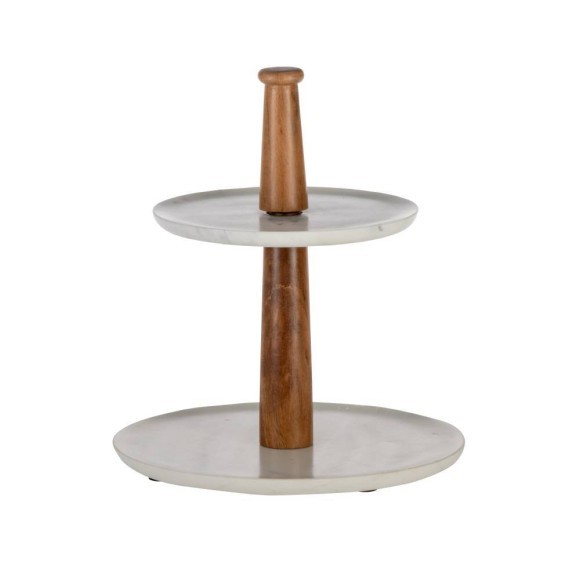 427261 MAKILALA Декоративное блюдо-этажерка L255, B255, H280, дерево, мрамор, белый 427261 MAKILALA Декоративное блюдо-этажерка L255, B255, H280, дерево, мрамор, белый