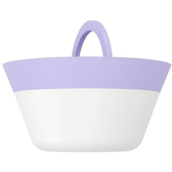 Eglo Meggiano 900979 Аккумуляторная уличная настольная LED-лампа с сенсорным диммером, RGB-подсветкой и памятью настроек, переносной подвешиваемый плафон, 1,5 Вт + 0,8 Вт, 5В, 3000К, 150 лм, IP54, лиловый и белый пластик, диаметр 150 мм, высота 320 мм