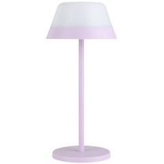 Eglo Meggiano 900979 Аккумуляторная уличная настольная LED-лампа с сенсорным диммером, RGB-подсветкой и памятью настроек, переносной подвешиваемый плафон, 1,5 Вт + 0,8 Вт, 5В, 3000К, 150 лм, IP54, лиловый и белый пластик, диаметр 150 мм, высота 320 мм
