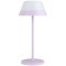 Eglo Meggiano 900979 Аккумуляторная уличная настольная LED-лампа с сенсорным диммером, RGB-подсветкой и памятью настроек, переносной подвешиваемый плафон, 1,5 Вт + 0,8 Вт, 5В, 3000К, 150 лм, IP54, лиловый и белый пластик, диаметр 150 мм, высота 320 мм