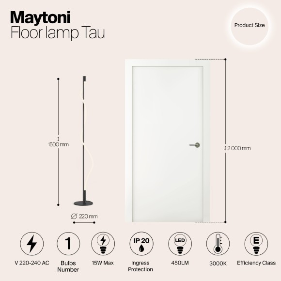 Декоративный торшер Maytoni MOD166FL-L15B3K Tau светодиодный LED 15W