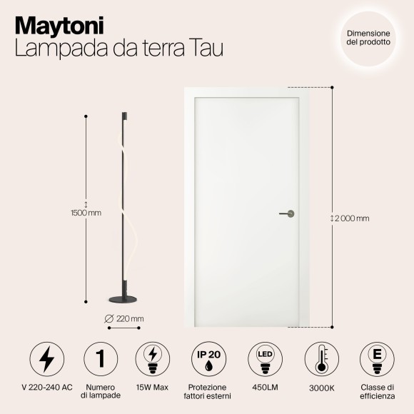 Декоративный торшер Maytoni MOD166FL-L15B3K Tau светодиодный LED 15W