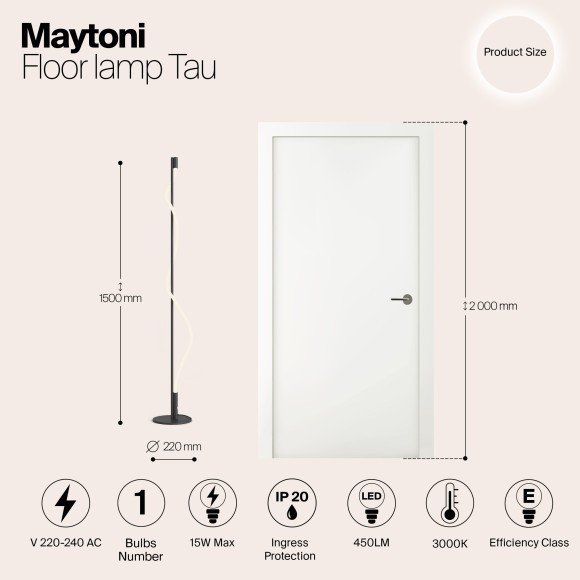 Декоративный торшер Maytoni MOD166FL-L15B3K Tau светодиодный LED 15W