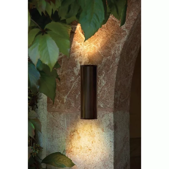 Уличный настенный светильник EGLO RIGA 94105 с 2 лампами GU10 LED, 3000К, 500Лм, корпус антик-коричневая оцинкованная сталь, прозрачное стекло, IP44, высота 200 мм