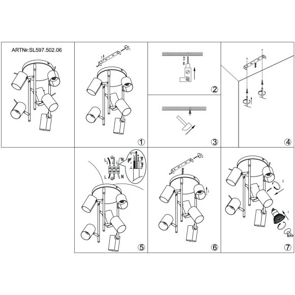SL597.502.06 Светильник потолочный ST-Luce Белый/Белый GU10 6*7W Потолочные светильники