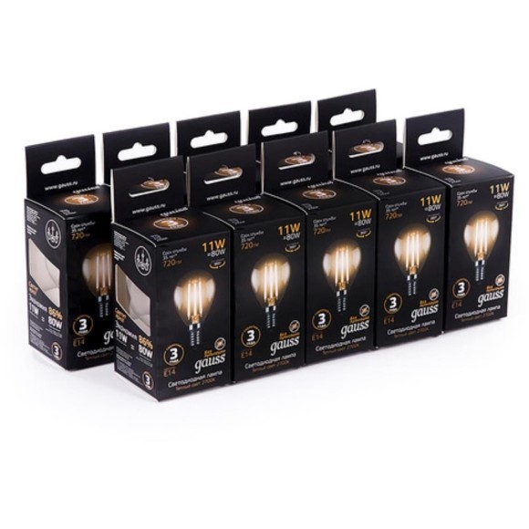 105801111 Лампа Gauss Filament Шар 11W 720lm 2700К Е14 LED 1/10/50 105801111 Лампа Gauss Filament Шар 11W 720lm 2700К Е14 LED 1/10/50