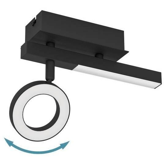 900513 Спот CARDILLIO 2, LED 1X3,2W, 400lm, LED 1X2,2W, 240lm, L225, B65, H165, сталь, черный/пластик, матовый