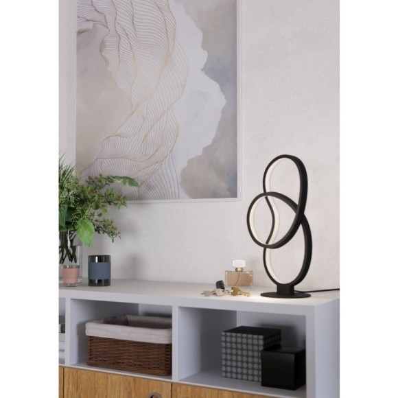 900951 Настольная лампа GIANELLA, 12W (LED), 3000K, 1100lm, L220, B130, H400, сталь, черный / пластик, белый