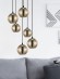 39687 LEMORIETA Подвесная люстра с шестью лампами E27, золотое стекло, черный металл