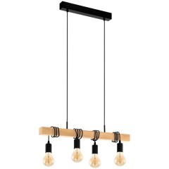 32916 Подвес TOWNSHEND, 4х60W (E27), L700, B105, H1100, сталь, дерево, черный, коричневый