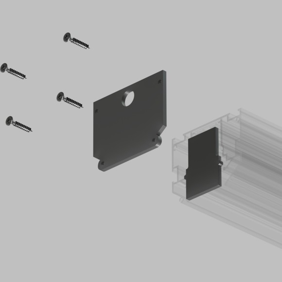 Комплект из 2 внешних и внутренних заглушек для шинопровода в гарп. нат. потолок Smart 220V Denkirs TR2025-BK Комплект из 2 внешних и внутренних заглушек для шинопровода в гарп. нат. потолок Smart 220V Denkirs TR2025-BK