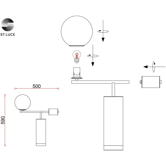 SL1008.404.01 Прикроватная лампа ST-Luce Латунь,Черный/Белый G9 1*5W DANESE
