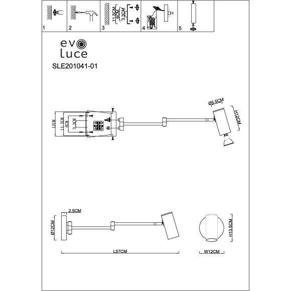 SLE201041-01 Светильник настенный Черный/Черный GU10 LED 1*5W 4000K ZOOM