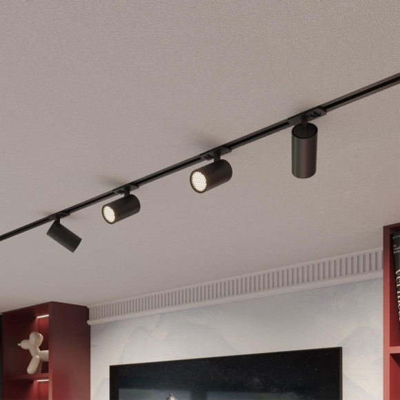 Novotech SELENE 359915 Трековый поворотный LED-светильник спот направленного света для однофазной трехжильной системы EXPERT, 15Вт, 842Лм, 4000К, угол 36°, CRI90, UGR19, 220В, IP20, черный матовый алюминий, длина 120 мм, ширина 55 мм, высота 87 мм