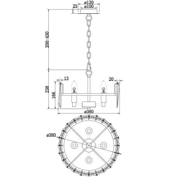 Подвесная люстра Puntes MOD043PL-04G Подвесная люстра Puntes MOD043PL-04G