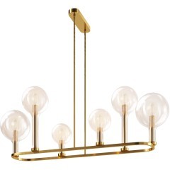 Латунная люстра на штангах (75-48см) с прозрачными плафонами, 6 ламп E14 Maytoni Status MOD333PL-06BS1 Латунная люстра на штангах (75-48см) с прозрачными плафонами, 6 ламп E14 Maytoni Status MOD333PL-06BS1