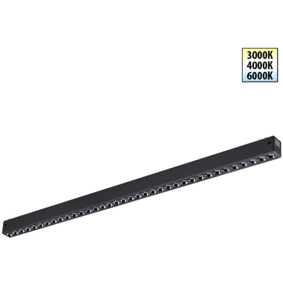 359934 Черный трековый линейный светильник 65см с перекл. цв. темп. 3000;4000;6000К (токопроводящий) 220В 30Вт 24° 1950Лм CRI90 Novotech VECTOR