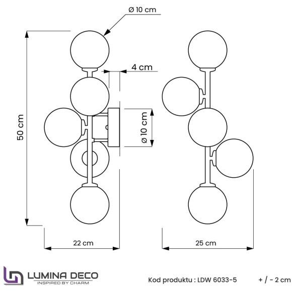 Бра Lumina Deco Marsiada LDW 6033-5 BK+F.GD